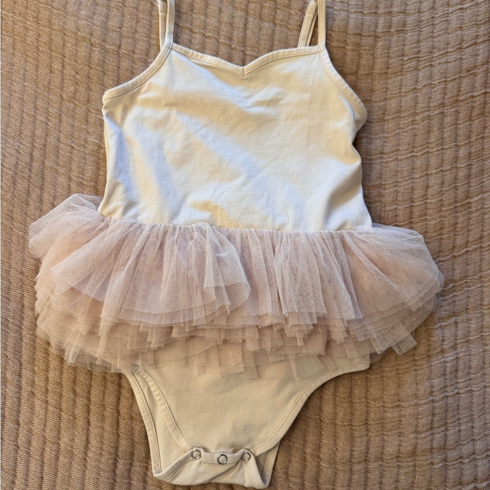 Pink and Cream Tulle Kids One Piece tutu bodysuit size 3